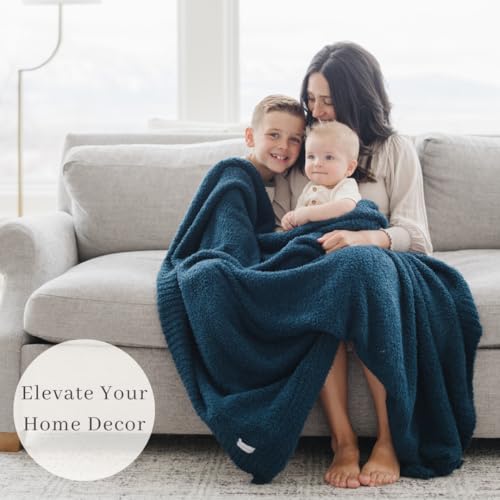 Image of Saranoni Bamboni Luxury Throw Blanket | Oversized Super Soft Plush Home Decorative Comfy Blankets for Couch or Bed | Nautical Blue - X-Large 60 inch x 80 inch