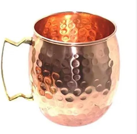 RK_Enterprises Pure Copper Unique Hammered Design Moscow Mule Mug with Brass Handle.…