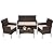 FDW Patio Furniture Set 4 Pieces Outdoor Rattan Chair Wicker Sofa Garden Conversation Bistro Sets for Yard (Brown)