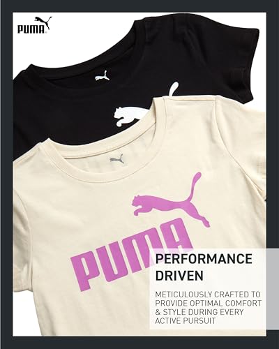 Image of PUMA Girls T Shirts - 2 Pack Short Sleeve Logo Graphic Tees - Casual Everyday Athletic Shirts for Girls (Sizes: S-XL)