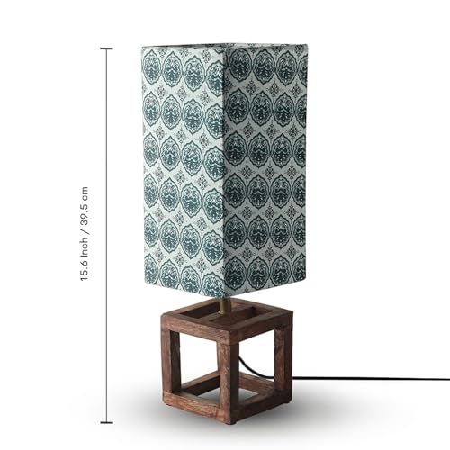 Image of ExclusiveLane 'Paisley-Carved' Mango Wooden Table Lamp for Bedroom Living Room Home Decoration & Bedside Lamp Bed Lamps for Side Table Side Lamp for Bed Room (39.5 Cm, Without Bulb, Handcrafted)