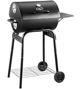 Charcoal Grills Outdoor BBQ Grill, Barrel Charcoal Grill with Side Table, with Nearly 500 Sq.In. ...
