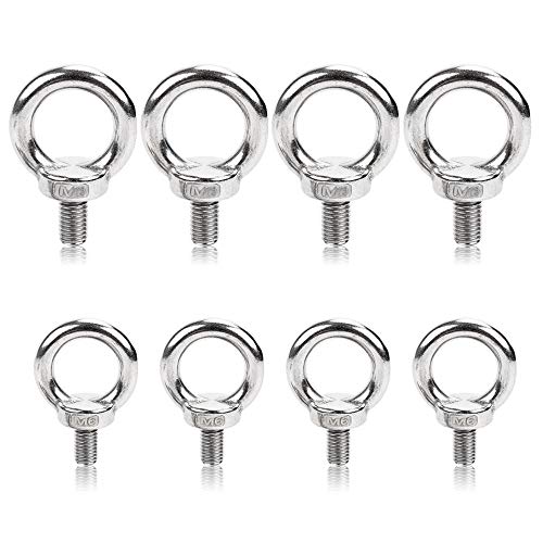 Besylo Tornillo de acero, Anillos de Elevaci�n, 8pcs Rosca Pernos de Ojo Inoxidable, Tornillos de Ojo Rosca Pernos, Anillo de Elevaci�n Ojo de Perno (M6, M8)