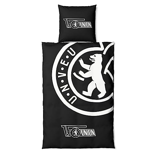 1. FC Union Berlin Bettwäsche Glow mit Leucht-Effekt - Decke 135 x 200cm, Kissen 80 x 80 cm - mit...