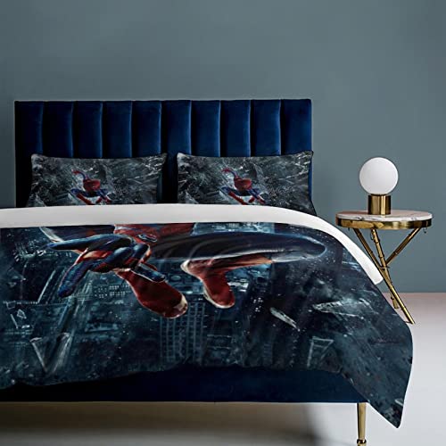 Superhero Bedding Sets Twin 3 Pieces (1 Duvet Cover + 2 Pillow Shams) 3D Printed Anime Bedding Duvet Covers, Soft Breathable Microfiber Duvet Cover Bedding Set With Zipper 86"X70" #TOP7