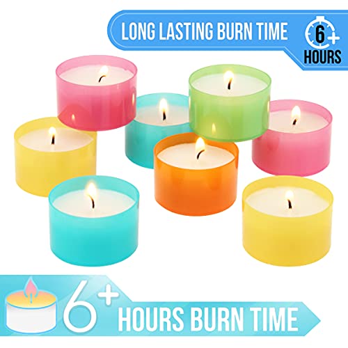 Stonebriar 96 Pack Multicolor Unscented 6 To 7 Hour Long Burning Tea Light Candles #TOP4