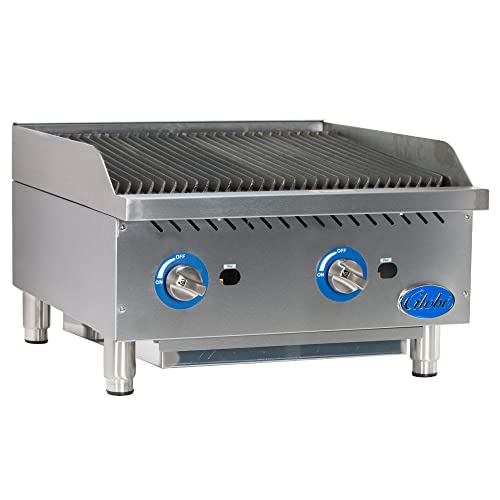 Globe GCB24G-RK 24  Commercial Restaurant Gas Radiant Char Rock Briquette Charbroiler - 2 Burners - 80,000 BTU Output