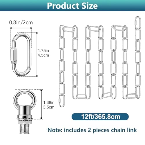 Image of garini 12 Feet Silver Light Fixture Chain, Adjustable Metal Pendant Chandelier Chain Extension with Detachable Link, Maximum Load is 66 Pounds