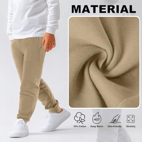 Silkfly 4 Pack Boys and Girls Sweatpants with Pockets Active Fleece Jogger Pants for Kids Size 8-14 Years4