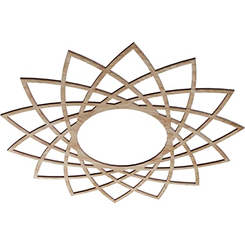 Image of Ekena Millwork 28 inchOD x 10 3 /4 inchID x 1 /4 inchT Eleanor Wood Fretwork Pierced Ceiling Medallion, Red Oak