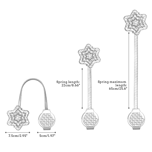 Faciacc 4-Pack Magnetic Curtain Tiebacks, Curtain Holder Decorative Drapery Curtain Buckle With Strong Spring Rope Magnetic Crystal Tiebacks For Home Window Kitchen Treatment (Star-Silver) #TOP1