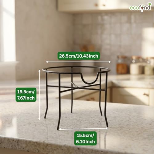 Image of ecofynd Round Heavy Duty Lyam Matka Stand for Kitchen, Water Pot Stand, Terracotta Stand for Kitchen Utensils, Multipurpose Dispenser Rack, Pot Stand, Jar Holder, (PS301-BLK)