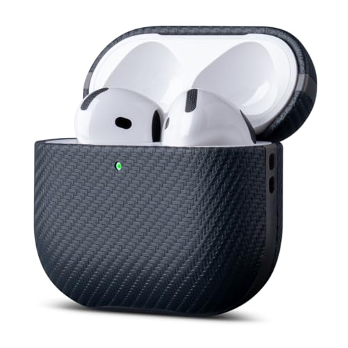Étui AirPods 4 en cuir fait main protection antichoc style carbone