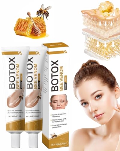 GRETY 2 piezas Crema con Veneno de Abeja 20g, Antiarrugas y Reafirmante para Cara y Cuello, Hidratante Natural Antiedad para Mujer y Hombre, Todo Tipo de Piel
