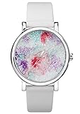 Timex Women's Crystal Bloom 38mm Watch – White Floral Crystal Fabric Dial Silver-Tone Case with Whit