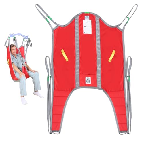 EZ Assistive Patient Hoist Sling with High Back – Universal Toileting U-Sling with Divided Leg Design, Transfer & Lifting Sling Compatible with Most Hoists,227kg Capacity(Large)