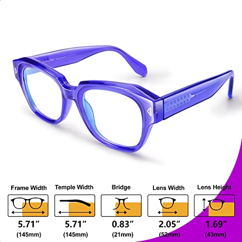 Image of VISOONE Acetate Blue Light Blocking Glasses Square with Anti Computer Glare for Gaming Women and Men GROUSE
