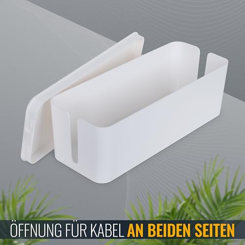 RICOO Kabelbox, Kabelmanagement Box Z4001-W, Kabel Organizer Box 40,6 x 15,6 x 13,4 cm, Aufbewahrungsbox zum Verstecken von Steckdosenleisten, Adaptern und Kabeln, Kabelsammler, Weiß