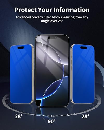stilluxy 2 Pack for iPhone 17 Pro Max Privacy Screen Protector Tempered Glass 6.9'' Colorful-Blue Anti-Spy Private 9H Hardness No-Bubble Full Coverage