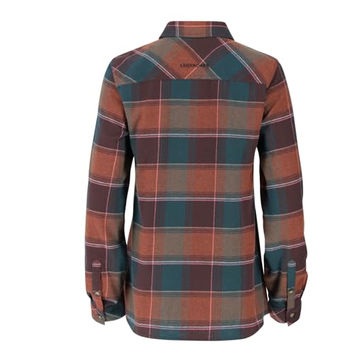 Legendary Whitetails Womens Long Sleeve Plaid Button Up 100% Cotton Flannel Shirt, Autumn Lake Plaid, LRG