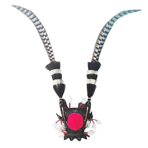 EastDaTing Black Myth: Wukong Monkey King Headwear | Purple Gold Crown with Pheasant Feathers | Sun Wukong Feather Headdress Cosplay Accessory (Jet Black)