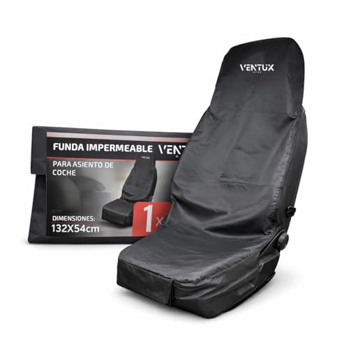 VENTUX GEAR Funda Asiento Coche Impermeable – 1 Unidad | Cubre Asiento Coche Universal 132x54cm para Auto y SUV | Cubreasiento Impermeable Protección Líquidos Suciedad y Desgaste