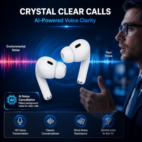 Image of Air Tiger Pro Wireless Bluetooth Earbuds with Fast Charging, HD Sound, Touch Controls, Noise Reduction Mic, Low Latency Gaming Mode, Long Battery Backup, Type-C Charging, White