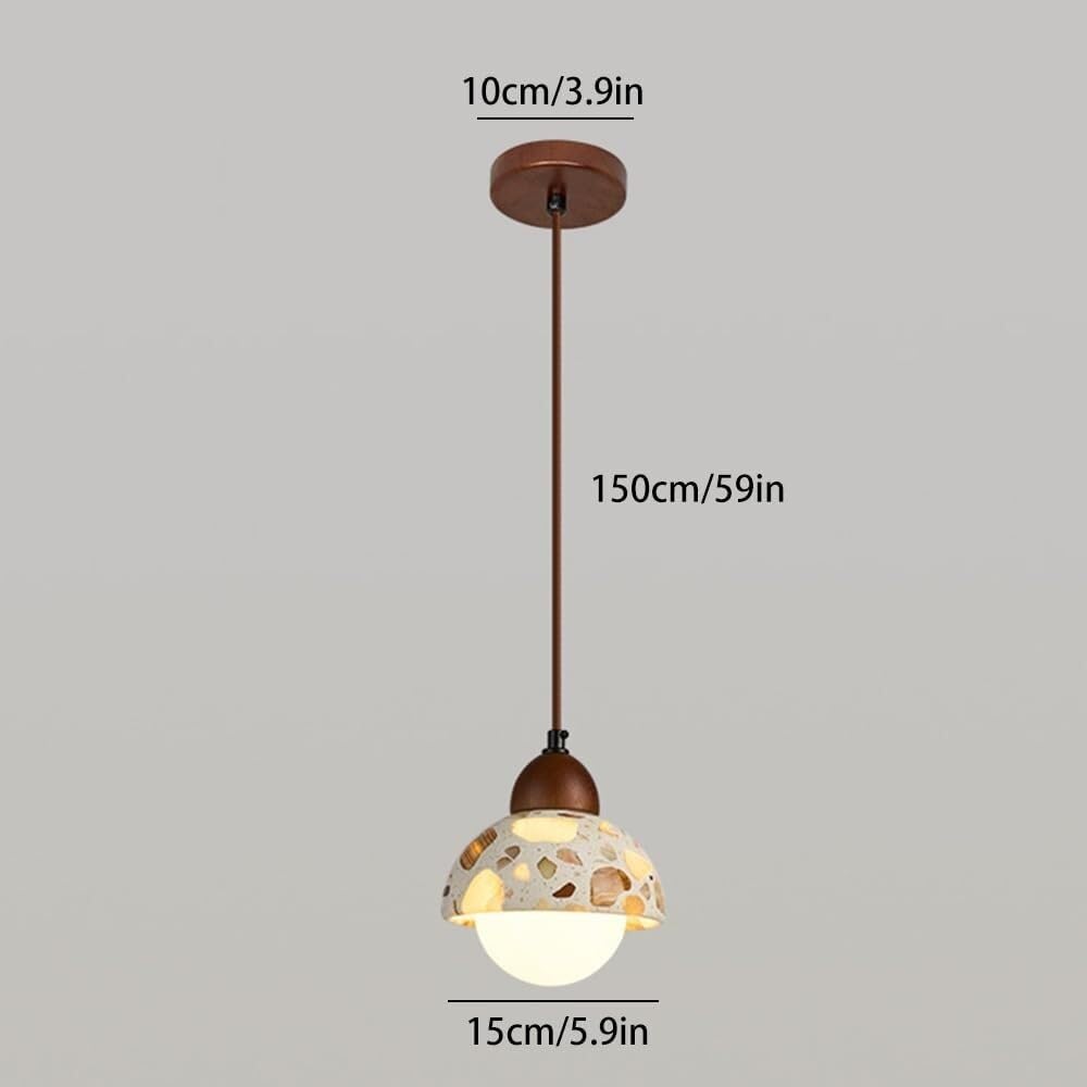 Lampada a sospensione in pietra nordica Illuminazione a for isola della cucina, Lampade a for camera da letto, sala pranzo con paralume in vetro, a in legno 5,9 pollici Lampadario rustico in fattoria