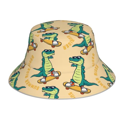 PAYOHTO Cartoon Crocodile Bucket Hats for Women Men, Beach Summer Outdoor Fisherman Hat for Boy Girl