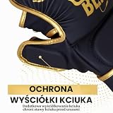 BEAST RAGE Rękawice MMA dla mężczyzn Kobiety Regulowane podparcie nadgarstka Otwarte dłonie Sztuki walki Grappling Sparring Muay Thai Walka Taekwondo Kickboxing Trening bokserski (Złoty, S/M)