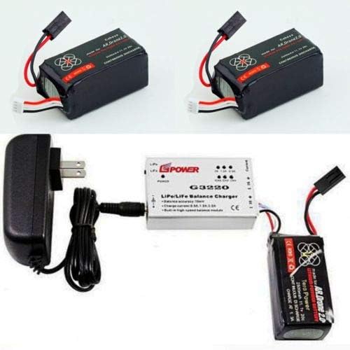 GIFI POWER 2 X 2500mAh 11.1 V Battery for Parrot AR Drone 2.0 + Quick Balance Charger