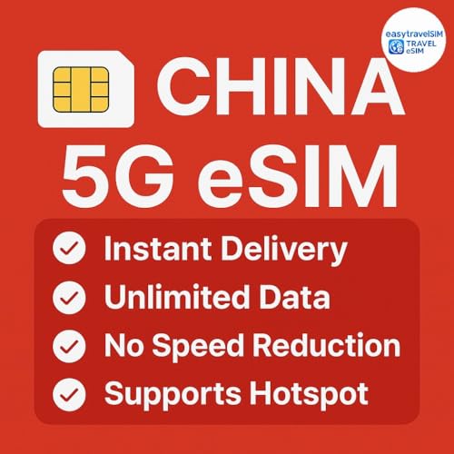 eSIM Chine 5G Internet illimité pour voyage de 15 jours avec partage de connexion inclus