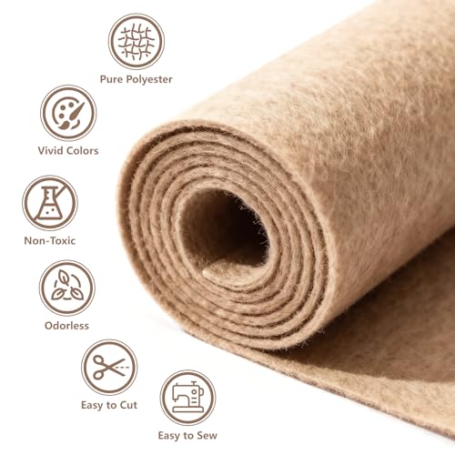 Image of Felt Fabric 36'' X 36'' Large Felt Sheets Stiff Craft Felt by The Yard for DIY Crafts Letter Coaster Flower Ornament Sewing Party Decoration Christmas Supplies Nonwoven (Khaki)