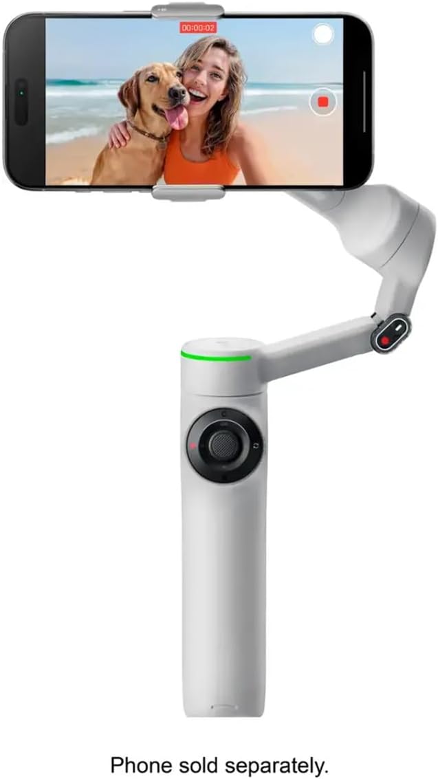 Insta360 Flow 2 Pro 3-Axis AI-Powered Smartphone Gimbal Stabilizer Tracker Bundle, Stone Gray