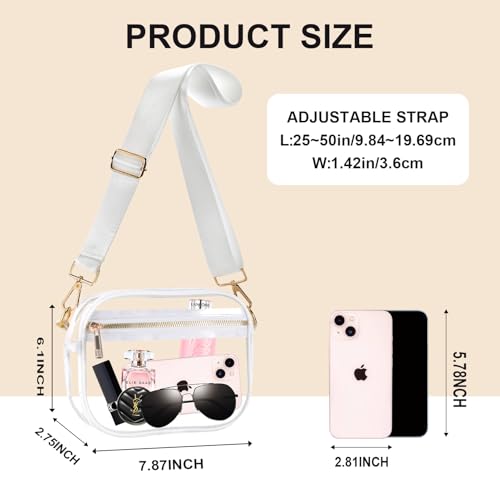 Image of Fibrdoo Clear Bag Stadium Approved, Leather Clear Crossbody Purse Bag for Concerts Sports Events Festivals