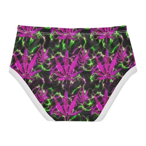 Joisal Cotton Girls Underwear Toddlers Vibrant Purple Leaves Green Black Cute Panties Girl Bright Undies Kids Briefs 2t2