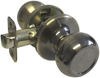 2 Pack Antique Brass Passage Door Round Knob Handle (Hall and Closet) 5765AB