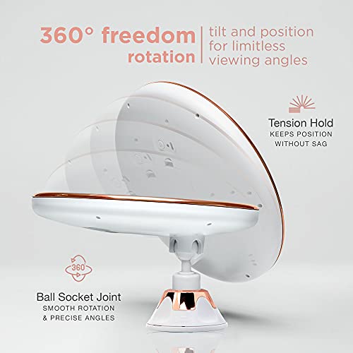 Fancii 10X Magnifying Makeup Mirror With True Natural Light And Locking Suction - 8 Inch Large Lighted Travel Vanity Mirror, Dimmable Daylight Leds, Battery And Usb Operated - Luna (Rose Gold) #TOP4