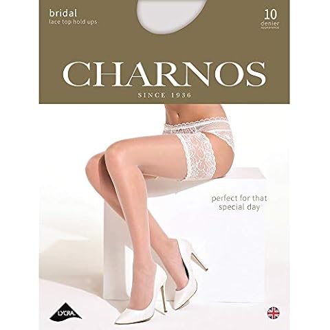Ladies 1 Pair Charnos 10 Denier Bridal Lace Top Hold Ups In 2 Colours Cover