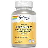 Solaray Buffered Vitamin C 500mg - with Bioflavonoids, Rose HIPS and Acerola Cherry - Immune Support Supplement - Easy to Digest, Vegan, Lab Verified, 60-Day Guarantee - 100 Servings, 100 VegCaps