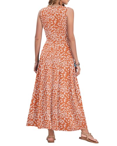 Image of AUSELILY Womens Maxi Dress Summer Sleeveless Wrap Long Dresses with Pockets | V-Neck Wrap Sleeveless Sundress, fits formal, casual, beach, vacation & daily wear