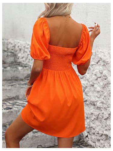 Floerns Women's Puff Short Sleeve Boho Dress Square Neck Summer A Line Dresses2