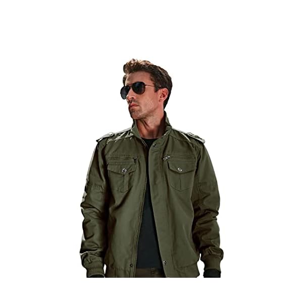 HIJEWE Men Military Jacket Casual Cotton Utility Coat Spring Falls Durable Army Cargo Bomber Stand Collar Multi-Pocket Jacket - Image 4