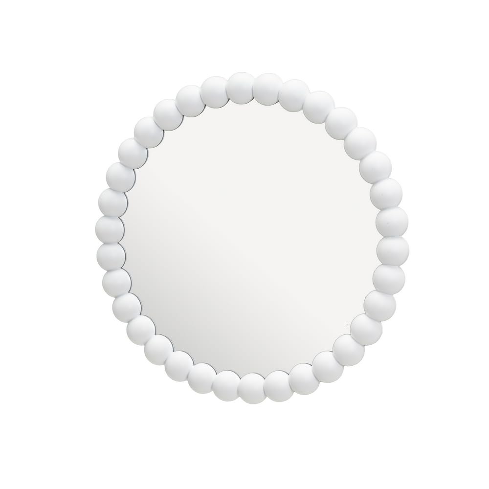 LOLAhome Espejo con moldura de esferas Blanca de plástico de Ø 50 cm