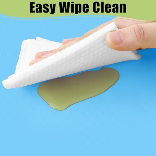 Image of Smiry Disposable Table Cloth - 10 Pack, 54 x 108 Inch Waterproof Rectangle Tablecloths for Parties, Decorative Plastic Table Cover, Leakproof & Sturdy, Light Blue