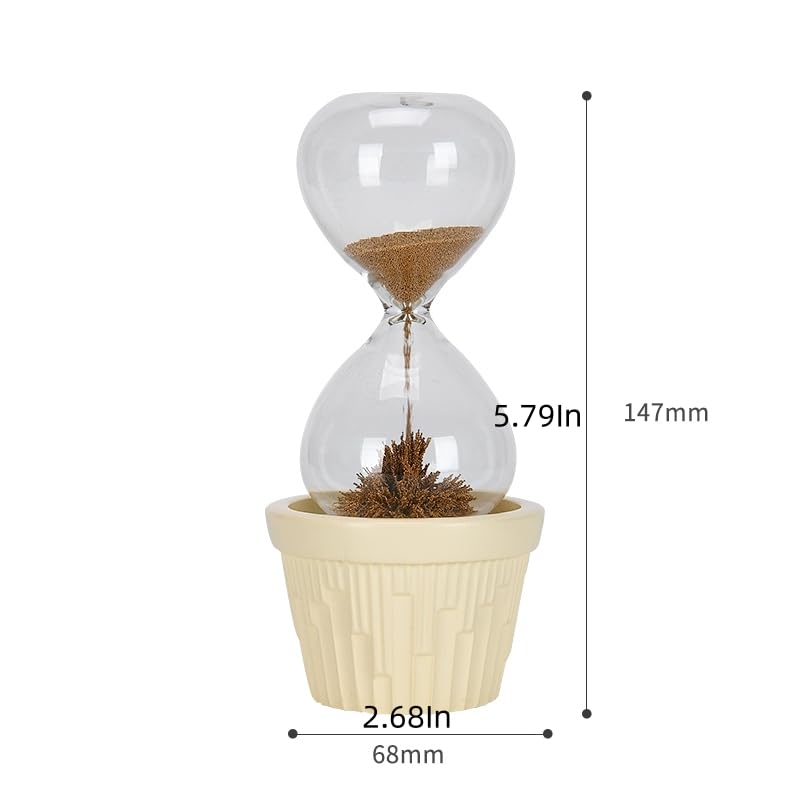 Bonsai Magnetic Sand Timer,20Second Magnetic Hourglass with Aroma Diffuser,Magic Sandglass for Office Desk Home Decor (Gold Sand, Beige Bonsai B)