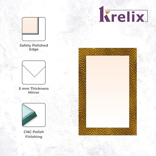 Image of KERLIX Rectangular Wall Mirror 12x18 Inch CNC Polished Finish, Modern Decorative Mirror for Bathroom, Bedroom, Living Room & Entryway