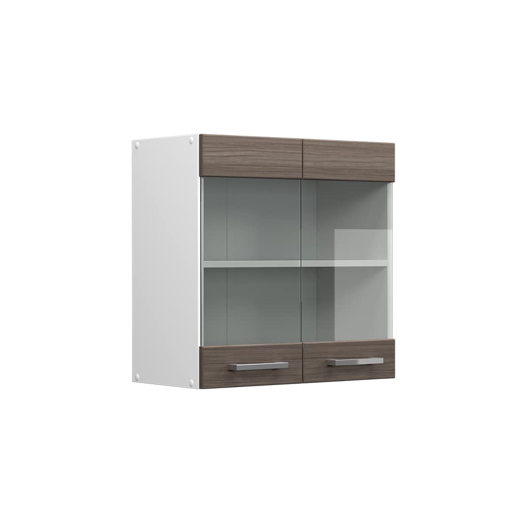 Vicco Glass kitchen cabinet Raul, Noble gray, 60 cm, for flexible combination within modular kitchen systems — image 1