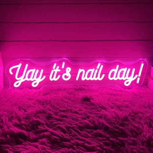 Image of Yay It's Nail Day Neon Sign for Wall Decor 16.5x6.3In