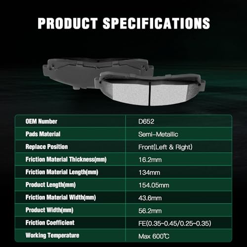 Image of AUTOMUTO 4PCS Front Brake Pads Semi-Metallic Disc Brake Pads Set D652 For Ford Explorer Ranger For Mazda B2300 B2500 B3000 B4000 For Mercury Mountaineer